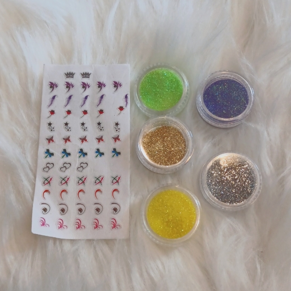 Nail glitters and decals
